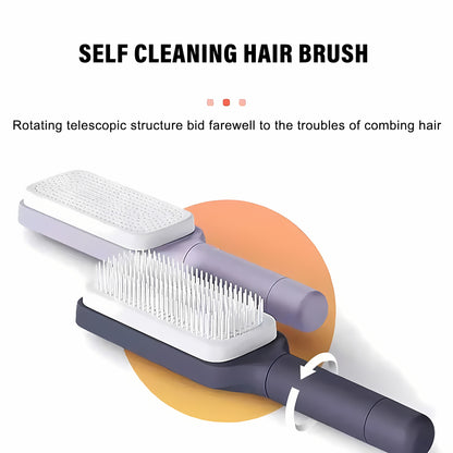 Self-Cleaning Hair Brush – Anti-Static Detangling & Scalp Massage Comb