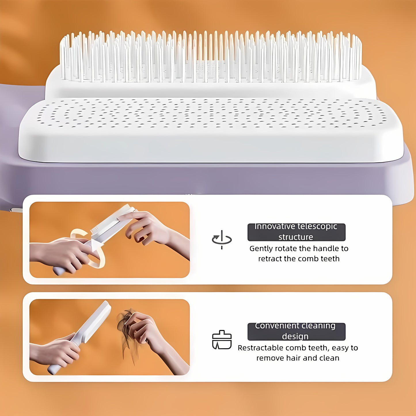 Self-Cleaning Hair Brush – Anti-Static Detangling & Scalp Massage Comb